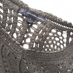 Adrianna Papell Gray/Green Crochet Knit Sleeveless Top